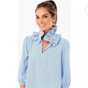 NWT Tuckernuck Blue and White Stripe Bouvier Popover Blouse - Size Small